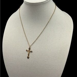 Elegant 80s vintage Gold Cross Pendant Necklace
